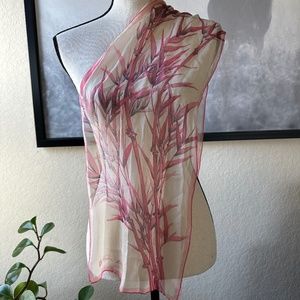 Vintage Ann Klein Sheer Scarf Pink Bamboo